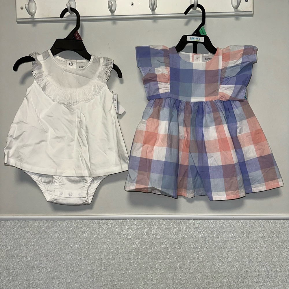Carter’s Baby Girl Lot of 2 Dresses Spring Summer 12 M & 6-9 M NWT NEW Sundress